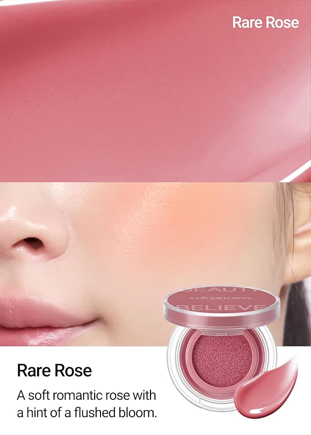 JUNG SAEM MOOL Artist Cushion Blush | Easy to Blend with Puff, Buildable Liquid Blush for Cheeks with a Natural & Dewy Finish, Korean Makeup (Dewy | Rare Rose)