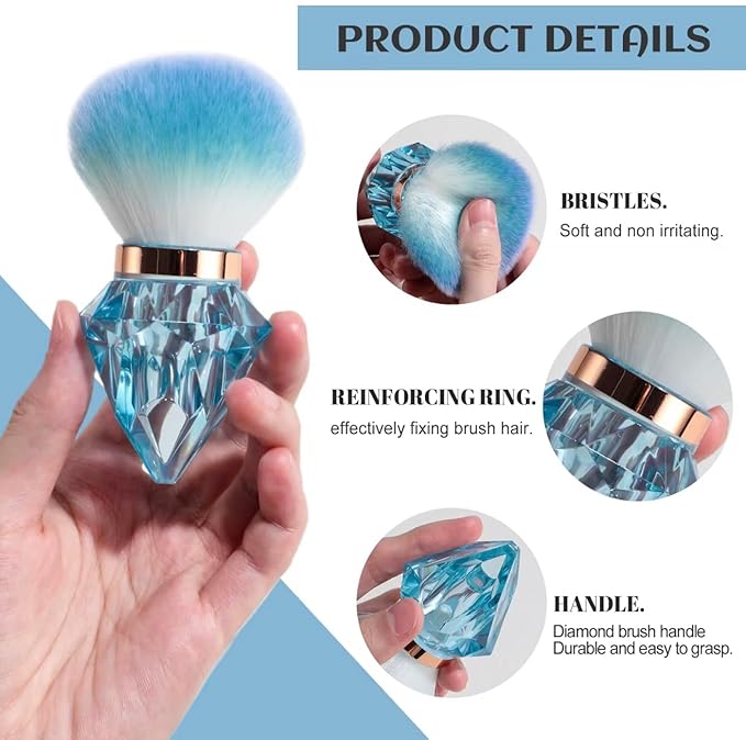 AKINA Large Make up Brush Comes With FREE TRAVEL CASE. Powder Brush Durable Kabuki Make up Brush. Flawless Powder Buffing. Perfect For Setting make up. Ultra Soft Bristles. (Ocean Mist)