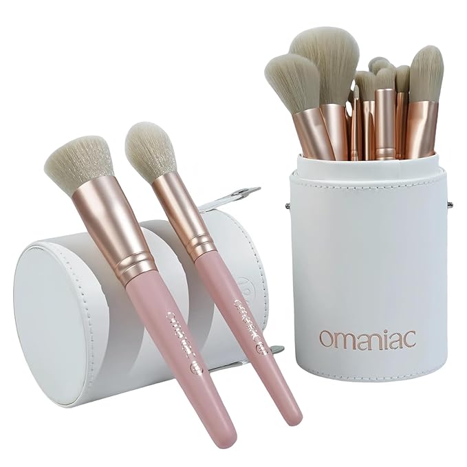 OMANIAC 20Pcs Makeup Brush Set Professional - Cruelty-Free Beauty Gift Kit for Beginners & Women - Premium Synthetic Foundation Eyeshadow Blending Face Powder Brushes with Travel Case (Pink)