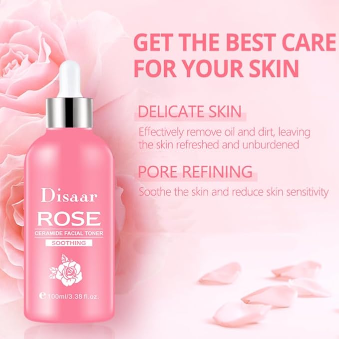 DISAAR BEAUTY Rose Ceramide Facial Toner Moisturizing Soothing Repair Pore Delicate Skin Essence 100ml / 3.38fl.oz