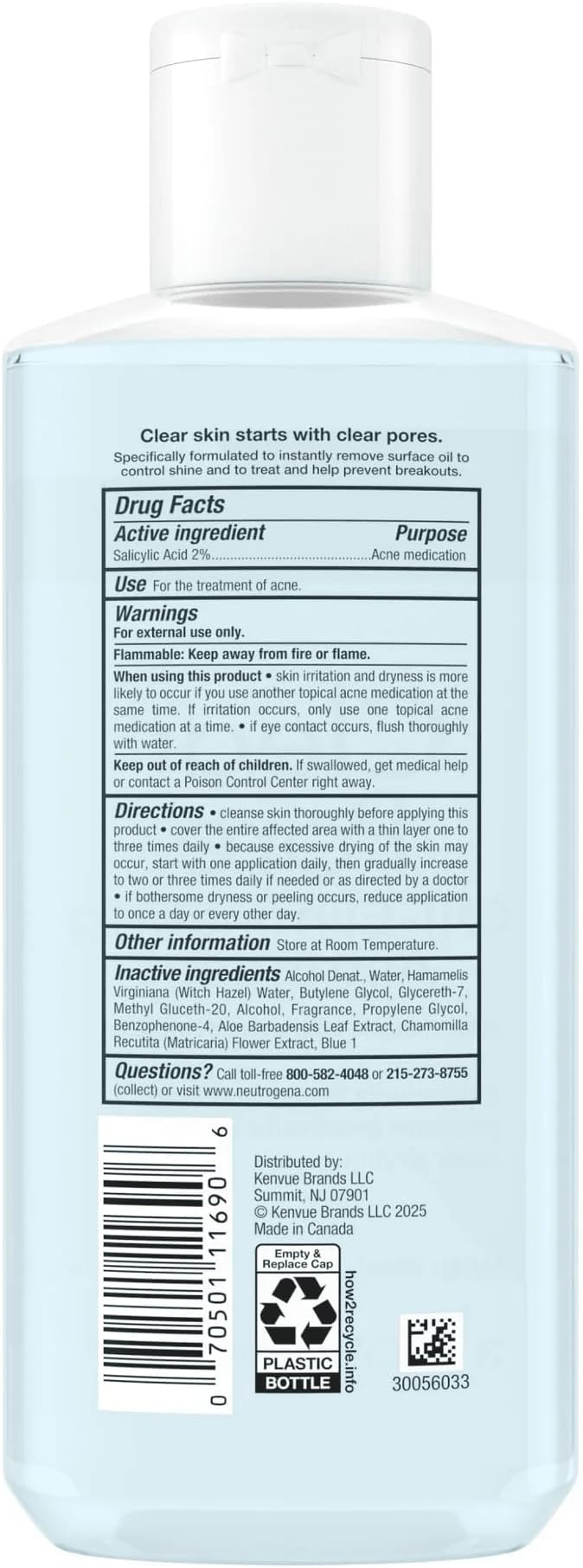 Oil-Eliminating Facial Astringent for Oily Skin and Clogged Pores, Witch Hazel Formula with Salicylic Acid, 8 fl oz – Refreshing Skin Toner for Daily Use
