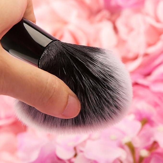 docolor 8PCS Glitter Makeup Brushes with Holder, Make Up Brush Set for Foundation Contour Blush Eyeshadow Eyebrow Blending, Soft Synthetic Bristles (Black)
