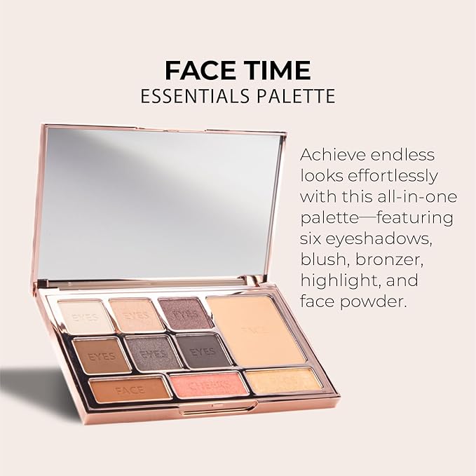 LUMINESS Face Time All In One Makeup Kit - Includes Face Palette, Airbrush Foundation, and Makeup Brush - Long-Wearing, Silky, Soft, Easy to Blend, 3-PC Make Up Set (07 - Warm)