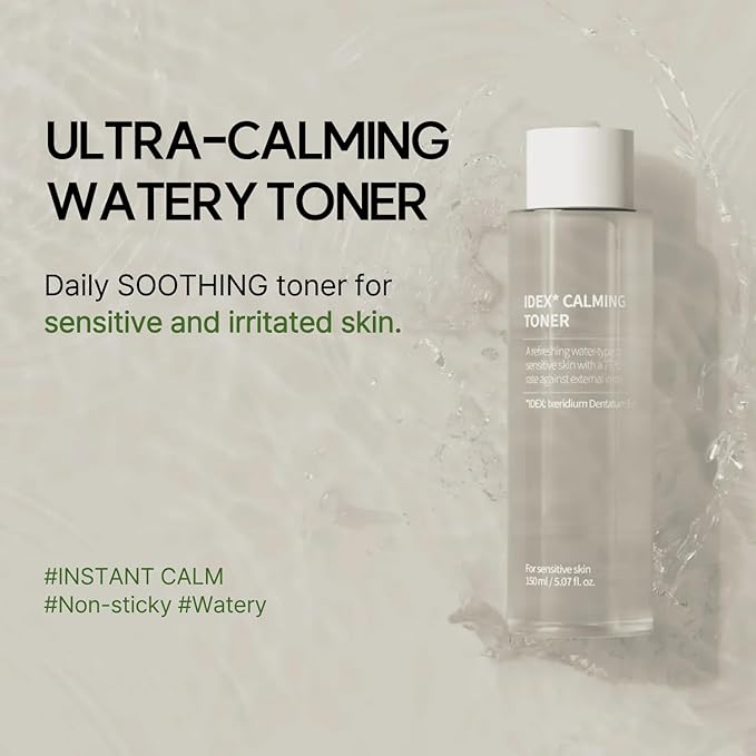 IDEX Calming Toner – Ultra-Light Watery Toner for Sensitive Skin, Daily Hydration & Soothing Relief with Ixeridium Dentatum Extract, Fragrance-Free (150ml / 5.07 fl.oz)