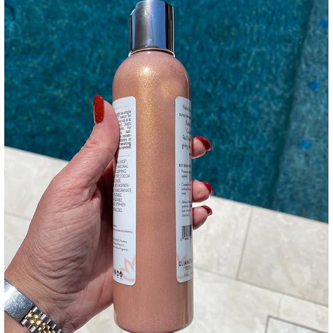 Glimmer Goddess Glow Organic Shimmer Sunscreen - Reef-Safe SPF 40+ Broad Spectrum Protection, 8 oz - Vegan, Cruelty-Free
