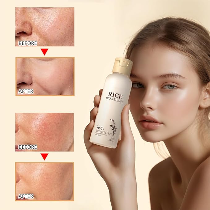 Rice Toner for Face,2 Pack Rice Milky Toners for Moisturizing,Hydrating,Refreshing,Improving Skin Texture and Softening Skins,Men Women Facial Oil Skin Rices Toner,100ml/3.52 Fl oz