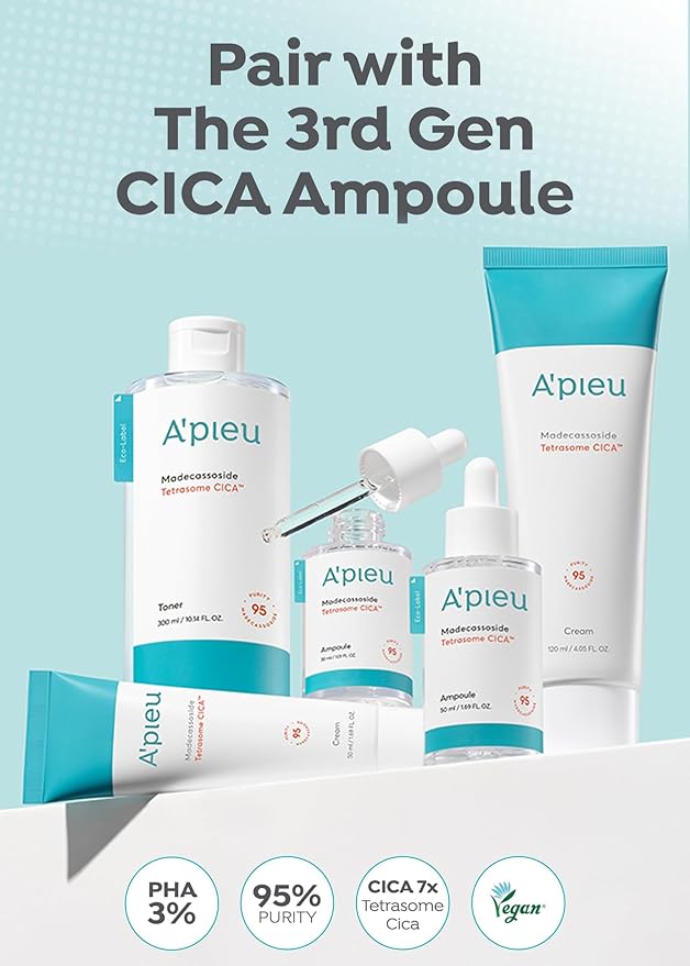 A’PIEU Madecassoside Skincare Bundle – Moisture Gel Cream & Tetrasome Cica Cream (2 x 1.69 fl oz) – Hydrating & Calming Set for Dry, Sensitive, and Combination Skin – Centella Asiatica, Panthenol