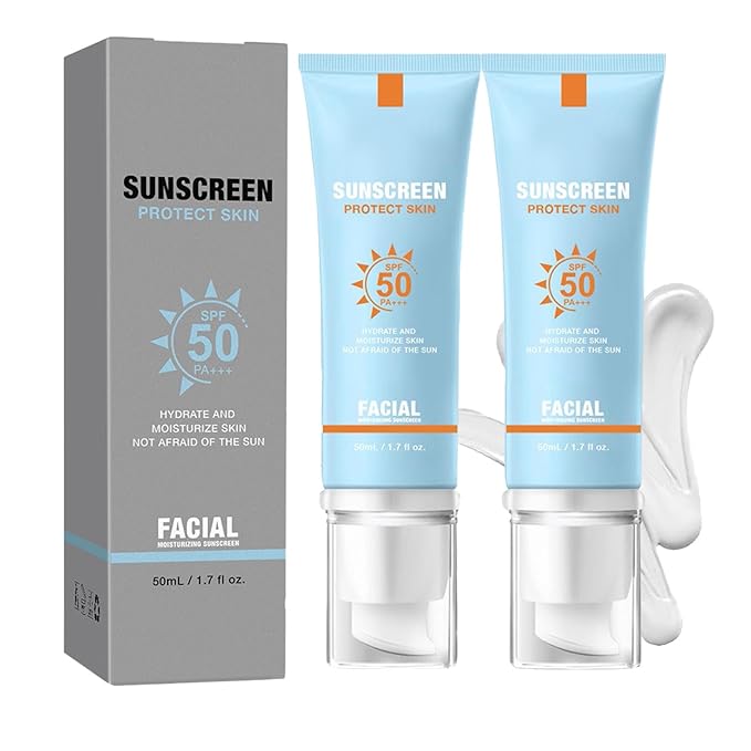 Clear Sunscreen For Face SPF50,Portable Universal Protector Solar,Travel Size Moisturizing Sunscreen for Sun Protection & Skin Care,Lightweight,Refreshing and Does Not Harm The Skin (Clear*2)