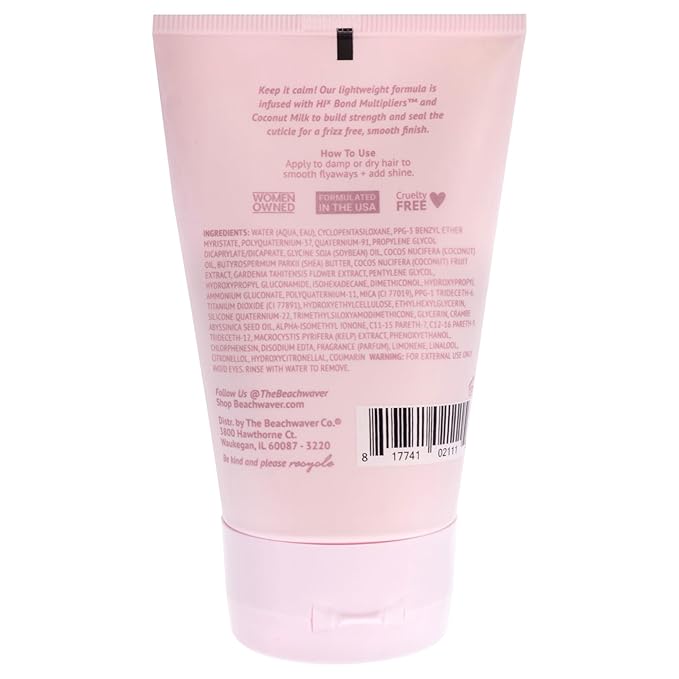 The Beachwaver Co. Keep It Calm Smoothing Cream - Full Size (3.8 Oz) Styling Cream for Smooth, Sleek Hair Anti-Frizz Flyaway Tamer w/HiX Vegan Bond Multipliers Polynesian Pink Sugar(Pack of 2)