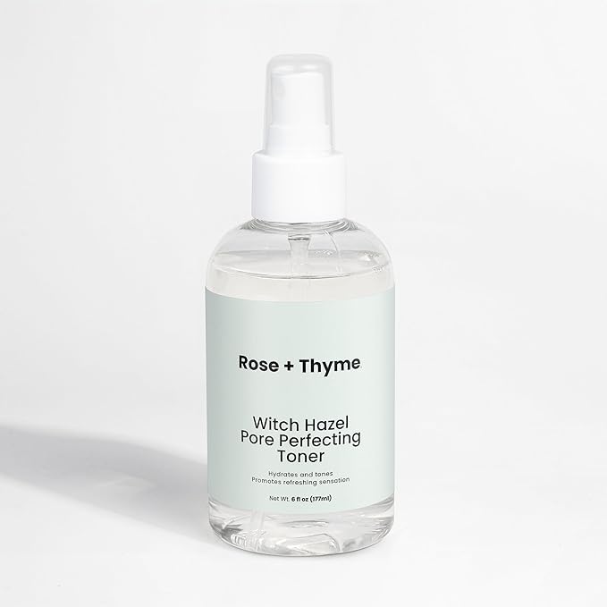 Rose + Thyme Witch Hazel Pore Perfecting Toner – Face, 6 fl oz, Hydrating, Liquid, Alcohol-Free, Refines Pores, All Skin Types, 0.45 lb, Sodium Hyaluronate