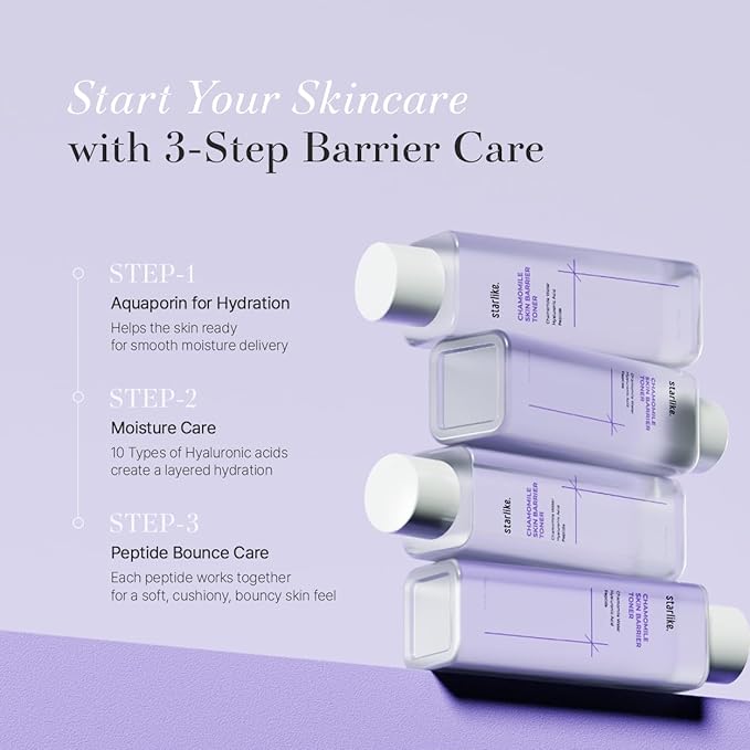 starlike Chamomile Skin Barrier Toner I 7.1 Fl Oz (210 ml) I Face Toner for Soothing, Deep Hydrating, Moisturizing, Boosting & Balancing I Korean Skin Care I Chamomile Water, Hyaluronic Acid & Peptide