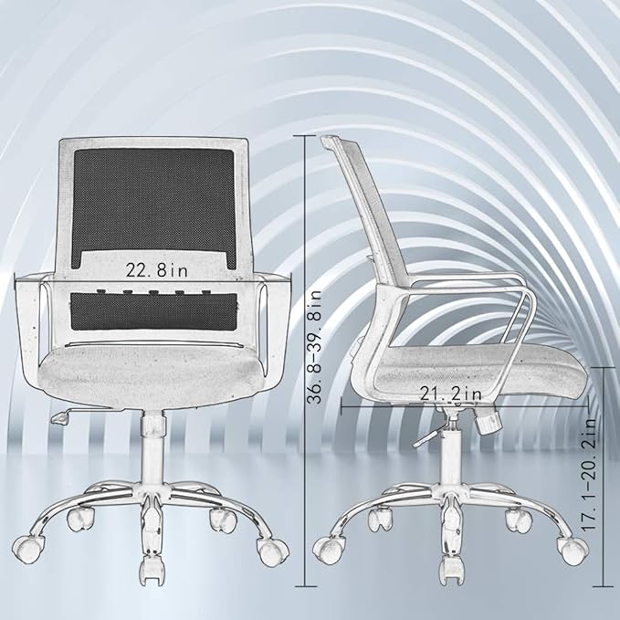BestOffice Computer Chair Swivel Rolling Executive Lumbar Support Task Mesh Chair Metal Base for Women&Men, 2 Pack