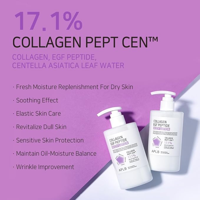 APLB Collagen EGF Peptide Body Lotion | COLLAGEN PEPT CEN™ 17.1% 10.14 FL.OZ/Korean Skincare, Elasticity care, Long lasting moisturizing, Revitalize for gentle and improve skin texture