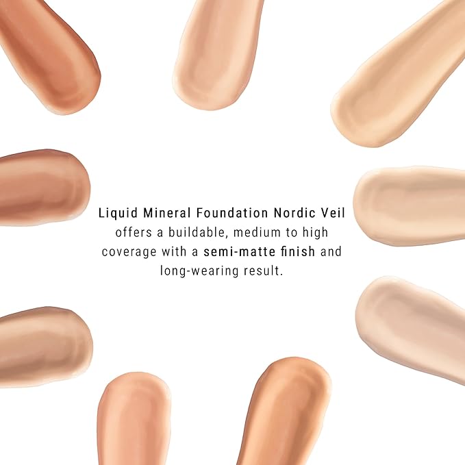IDUN Minerals Nordic Veil Foundation - Full and Poreless Coverage, Long Lasting, Soft Matte Finish - Purified and Safe for Sensitive Skin - 307 Disa - Light Medium Neutral - 0.88 oz
