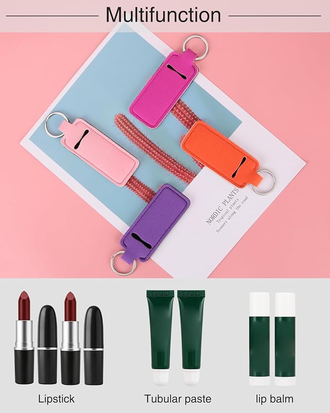 Chapstick Holder Lip Balm Sleeve Pouch Chapstick Holder With Clip Lipstick Lip Gloss Holder Stocking Stuffers Gift for Women (7pcs)