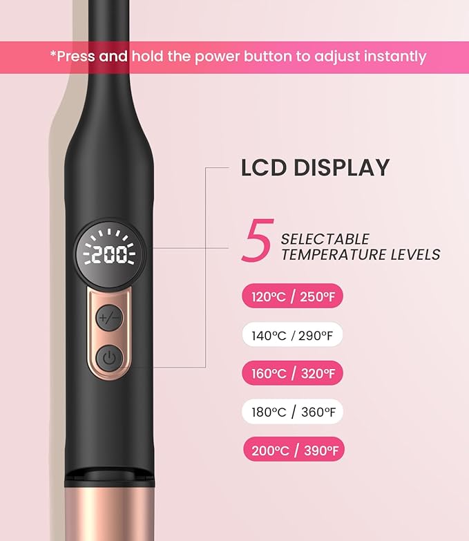 Mini Flat Iron Hair Straightener 1/3 Inch Pencil Flat Iron for Women Portable Travel Straightener and Curler 2 in 1 for Short Hair Beard and Pixie Cut with Adjustable Temp (Rose Gold)