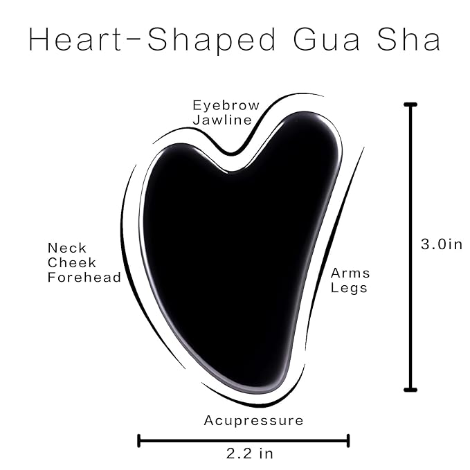 Gua Sha Facial Tools, Obsidian Guasha Tool for Face & Eye Gua Sha Stone for Puffiness Reducing & Jawline Sculpting Face Stone Gua Sha Tools for Skin Care Woman GuaSha Stone Tool, Black