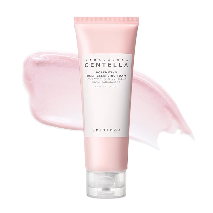 SKIN1004 Poremizing Deep Cleansing Foam, 4.23 fl.oz, 125ml, Makeup Remover, Korean Face Cleanser with Himalayan Pink Salt & Madagascar Centella Asiatica for Facial Pore Cleansing, Korean Skin Care