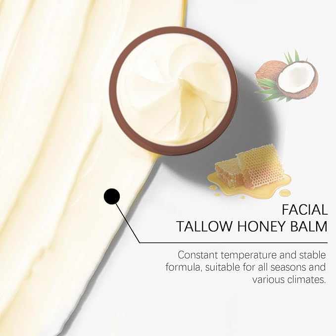 Whipped Beef Tallow and Honey Balm,Beef Tallow for Skin,Tallow Face Moisturizer,Tallow and Honey Balm,Grass Fed Grass Finished Face Cream (120G/2pcs)