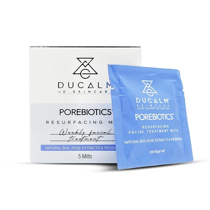 Ducalm Porebiotics Resurfacing Mitts (5 Count) | Exfoliating BHA Toner Face Pads for Acne-Prone and Oily Skin