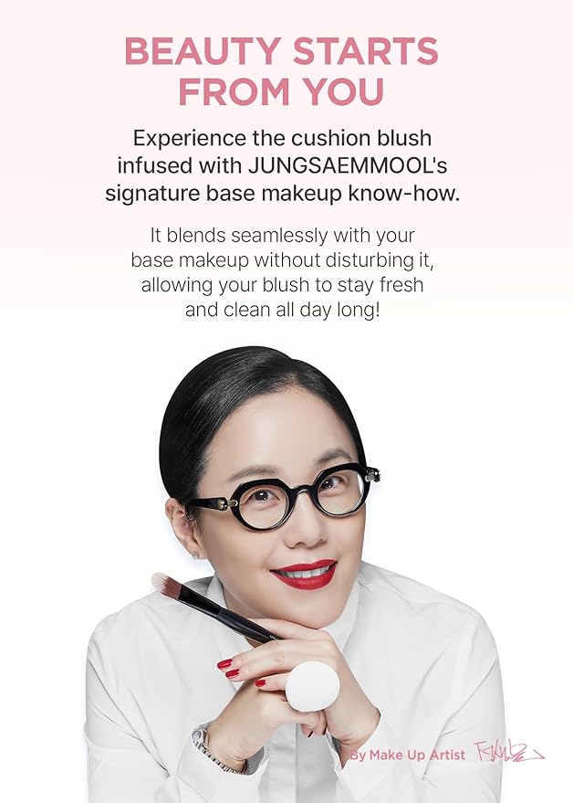 JUNG SAEM MOOL Artist Cushion Blush | Easy to Blend with Puff, Buildable Liquid Blush for Cheeks with a Natural & Matte Finish, Korean Makeup (Blur | Tan Apricot)