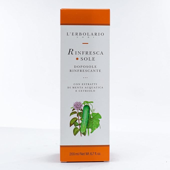 L'Erbolario Rinfresca Sole Refreshing After-Sun Cream - Light Texture - With Extracts Of Water Mint And Cucumber - Protective And Emollient Properties - Skin Is Left Nourished And Refreshed - 6.7 Oz