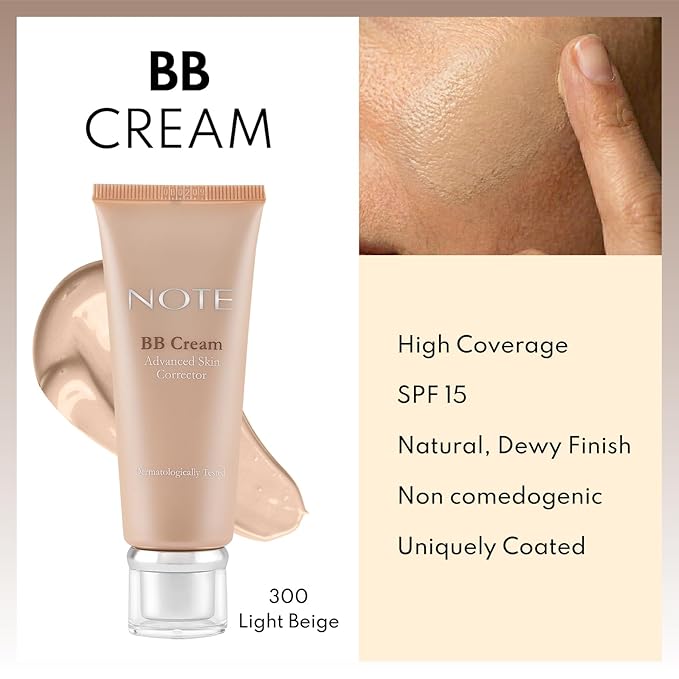 NOTE BB Cream SPF 15 - Tinted Moisturizer Face Cream with Vitamin E - Hydrating Foundation Makeup for Lasting Natural Finish - 300-1 oz