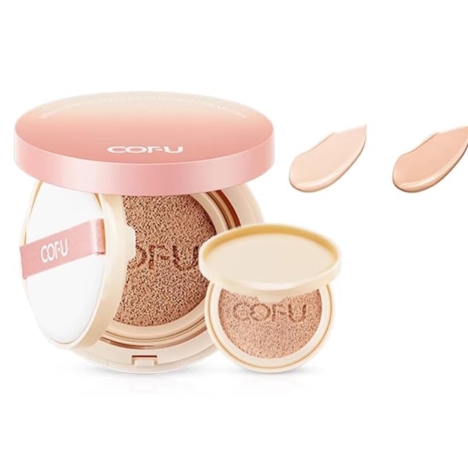 1 PC COFU Air Cushion CC Cream Foundation, Long Lasting Light Weight Moisturizing Foundation Cushion BB Cream with Refill (Ivory, 13g+13g)