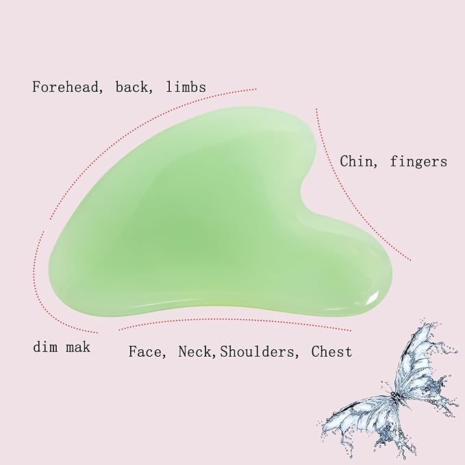 Gua Sha Jade Stone Gua Sha Massage Tool, Guasha Tool for Face and Body Skin Massage. Tools for SPA Acupuncture, Pink Stone for Body Face Neck and Eye, Skin Care Gift for Woman