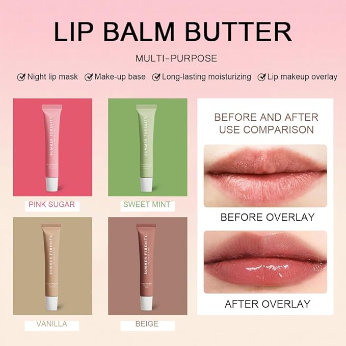 Summer Tinted Lip Butter Balm - Conditioning Lip Mask,Ultra-Hydrating,Instant Moisture, Shine,Hydration - Sheer-Tinted,Soothing Lip Care - Vanilla Beige (0.5 Oz)
