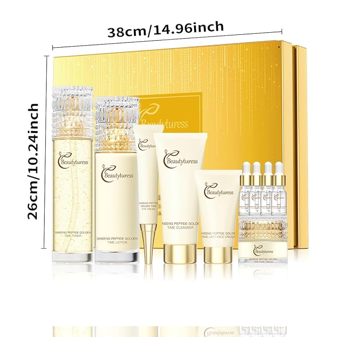 10PCS Ginseng Extract Skincare Set, Including Cleanser, Toner, Lotion, Serum, Eye Cream, Face Cream, And Tone-Up Cream, Hydration And Firming, Anti-Aging And Wrinkle, Daily Routine.