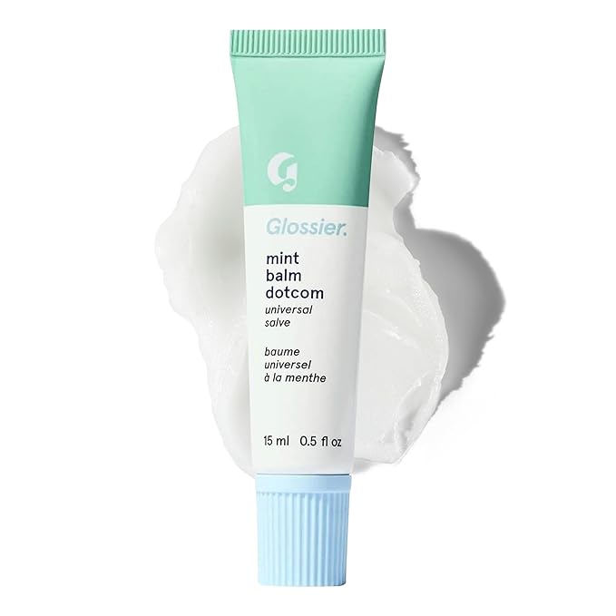 Glossier Balm Dotcom Hydrating Lip Balm - Universal Salve, Up to 12Hr Moisture - Lanolin, Beeswax & Castor Oil for Dry Lips, Cuticles & Skin - Mint, Clear Untinted, 15ml