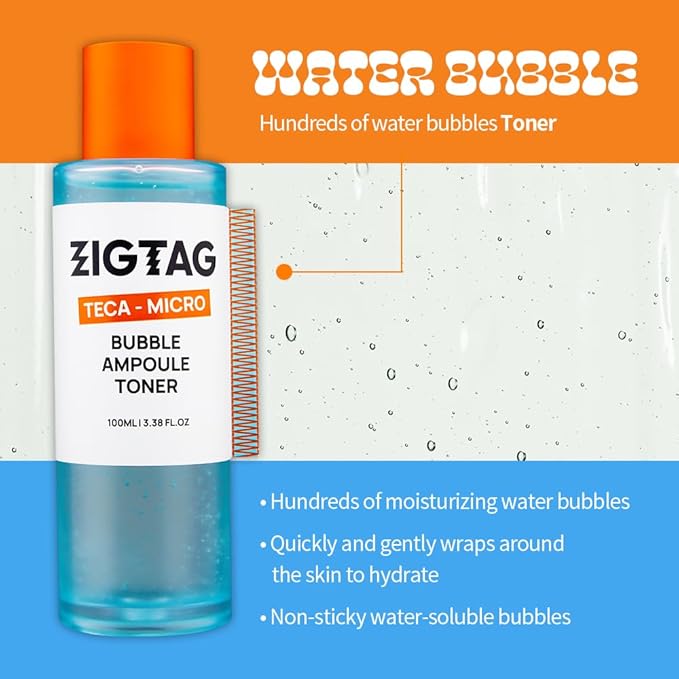 Teca Micro Bubble Ampoule Toner - Dual-Action Hydrating and Exfoliating Toner with TECA, Zinc & PHA for Deep Moisture and Skin Soothing, Korean Skincare, 100ml