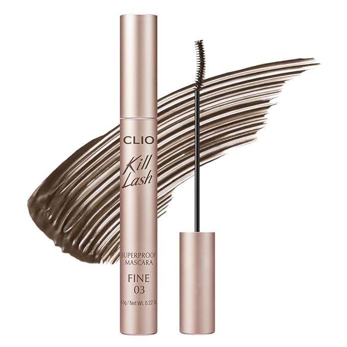 CLIO Kill Lash Superproof Mascara Fine, Waterproof Defining Mascara with Ultra-Slim Triangular Brush, Soft Grey Definition, Natural Length, Smudge-Resistant Wear (03 Mute Earl Grey)