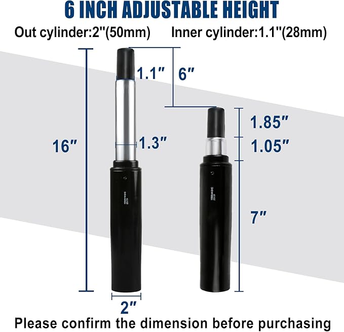 6" Pneumatic Gas Cylinder for Herman Miller Classic Aeron Chair,Top Activated Office Chair Hydraulic Cylinder Replacement,Stroke Gas Lift Cylinder#1B08VM,Heavy Duty 450lbs New Pneumatic Cylinder