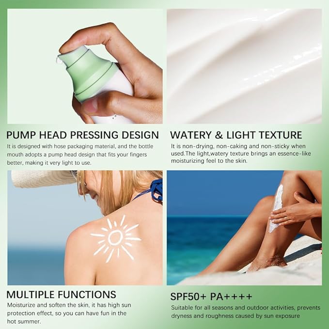 2 Pcs Centella Sunscreen, Centella Water-Fit Sun Serum SPF 50+ Light & Smooth Hyalu Cica Sunscreen