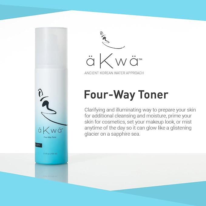 4Life - aKwa Four Way Toner - Rose Water, Seaweed & Niacinamide to Hydrate, Refresh, Even Tone & Set Makeup - Alcohol-Free Plant-Based Formula - 3.4 fl oz