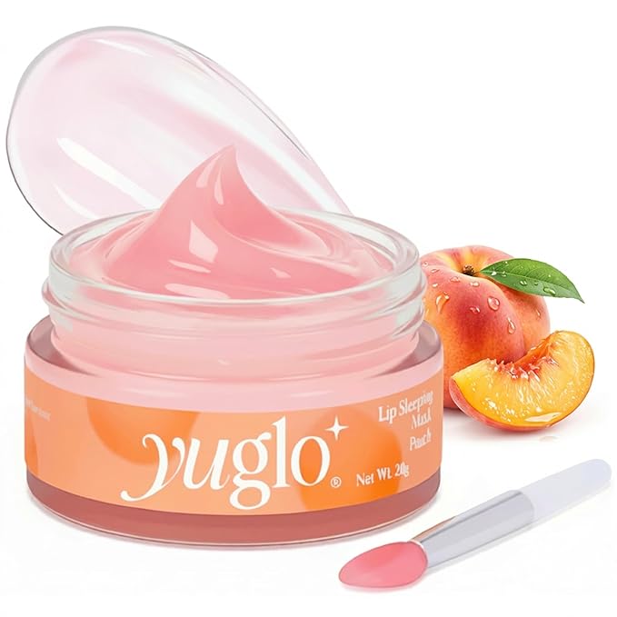 YUGLO Lip Sleeping Mask | Peach Flavor | Hydrating & Soothing Lip Treatment for  Dry, Chapped Lips | Plumps & Moisturizes | Overnight Lip Repair