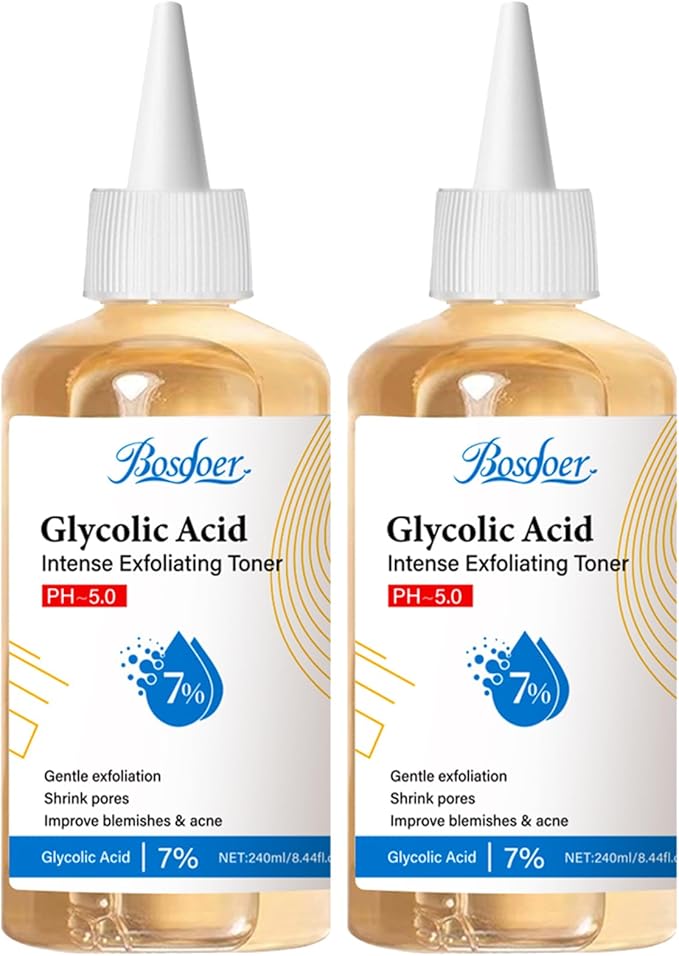 7% Glycolic Exfoliating Acid Toner, Even Skin Tone, Smooth Skin, Unclogs Pores, Gentle Effective Toner with Hydrating Properties for Daily Use