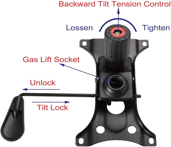 Skelang Tilt Control Mechanism Replacement, Office Chair Tilt Base Control Lift Mechanism, Swivel Base Plate Control Seat Mechanism, Mounting Hole Dimension: 10.2"×6"(L×W)