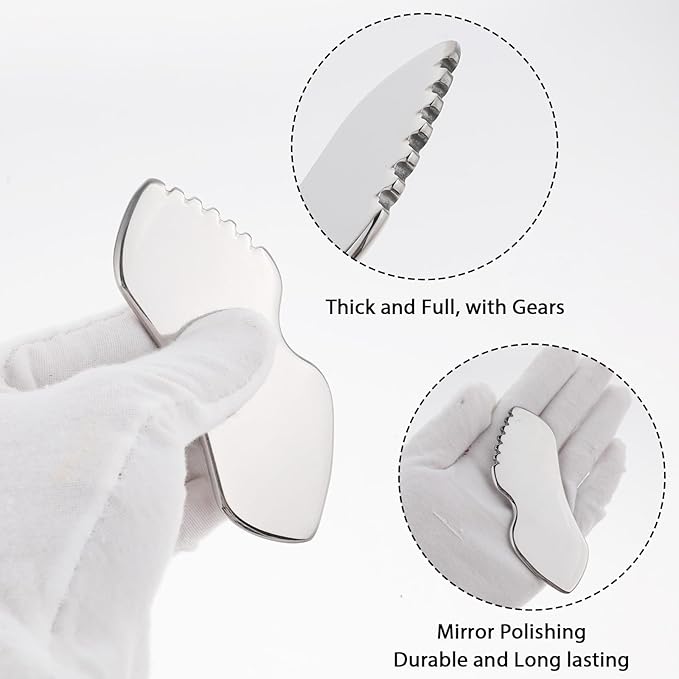 2Pcs Stainless Steel Gua Sha Facial Tools Metal Detail Gua Sha Stone Body Lymphatic Drainage Massager Face Guasha Face Sculpting Tool Skin Care with Gift Pouch Mother's Day Gifts