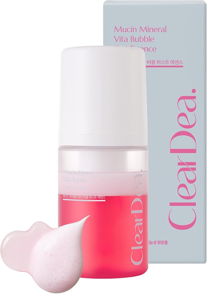 Mucin Mineral Vita Bubble First Essence with Micro-Bubble Formula and 2-in-1 Toner Serum, K Beauty for Glass Skin, 2.03 Fl Oz – Hydrating Firming, Valentine's Gifts