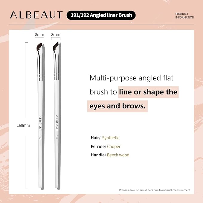 Eyeliner Brow Brush Angled Thin Gel Liner Makeup Brush Fine Point Eyebrow Brushes Flat Brow Tint Brush Kit Applicator Tool