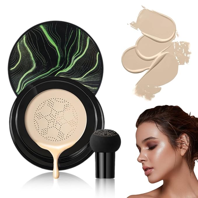 Makeup Foundation for Older Women, 2026 New Mushroom Head Airs Cushion CC Cream, BB Cream Makeup Foundation for Mature Skin Moisturizing Concealer Brighten Long-Lasting Even Skin Tone (2Pcs Ivory)