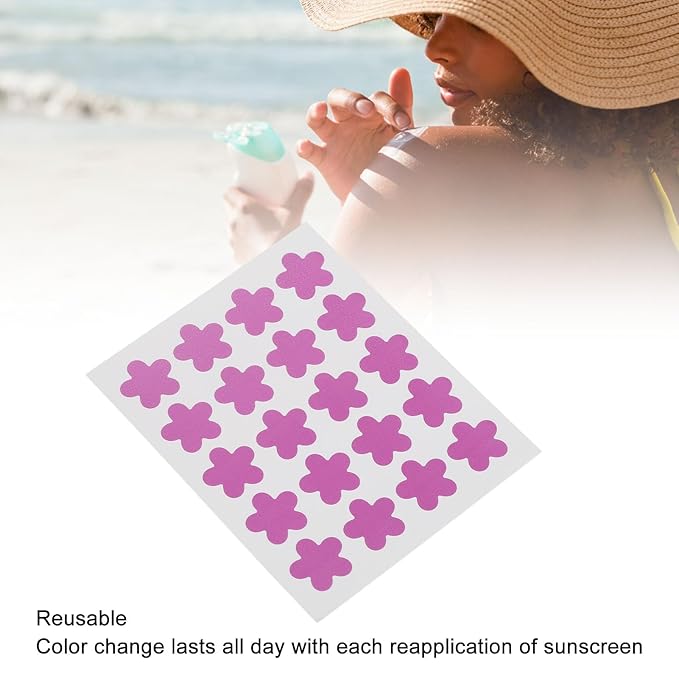 Stickers V-Stickers for Sunscreen, 120 Count V Detection Stickers, Sweat-proof Sunscreen Stickers, You Can Wear All Day, Changes Color to Help Prevent Sunburn