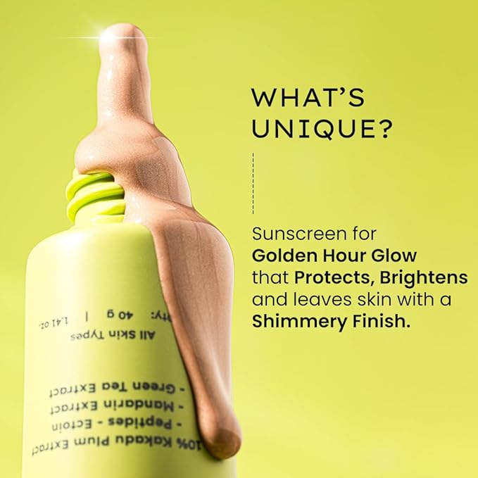 Hyphen Golden Hour Glow Sunscreen Spf 50 Pa++++ Dewy Glow & Bright Skin, Uv & Blue Light Protection|Dry & All Skin Types - 40G