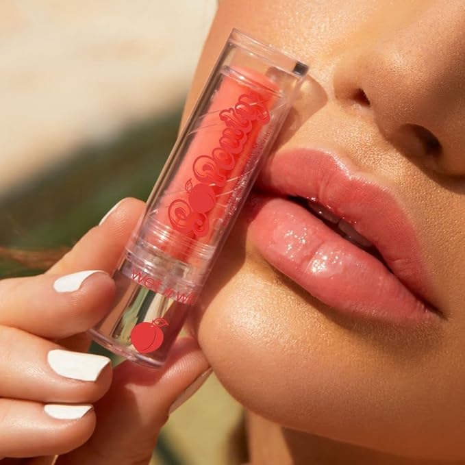 wet n wild Perfect Pout So Pouty Shine Tinted Lip Balm Peach Flavored, Hyaluronic Acid, Vegan Collagen, Moisturizing For Dry Lip Care, Pink (Pack of 2)
