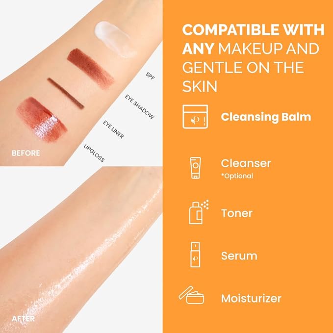 PLANTIFIQUE Korean Cleansing Balm – Hydrating Makeup Remover with Hyaluronic Acid & Ceramides – Oil Based Face Cleanser - Removes Waterproof Makeup & Sunscreen, Balsamo Desmaquillante 1.41 oz / 40g