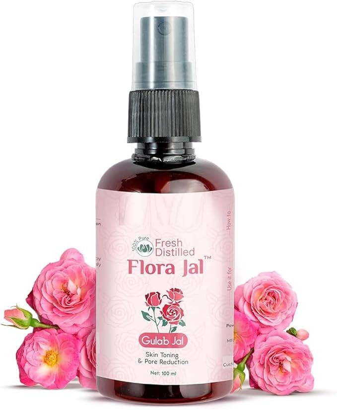 KR 100% Pure Gulab Jal - Rose Water - Toner, Face-Mist, Astringent & Face Spray - Ayurvedic, Steam-Distilled for Oil-Control, Skin Hydration (Pack of 1, 100 ml)