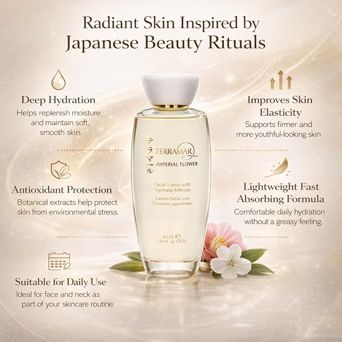 Imperial Flower Japanese Botanical Facial Lotion – Hydrating Face Toner with Camellia, Green Tea & Lotus Extracts – Lightweight Daily Skincare for Women & Men – 95 ml / 3.21 fl oz